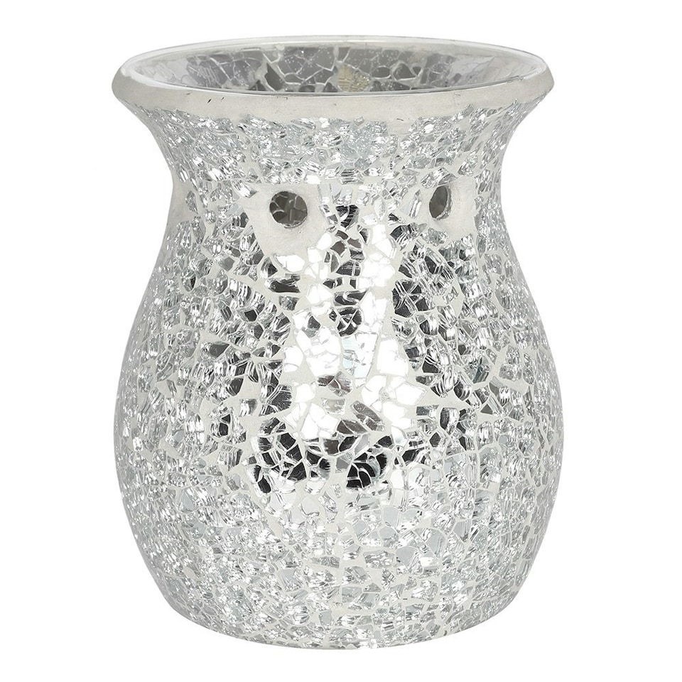 image 1 of Something Different Crackle-Effect Oil Burner - Silver - L