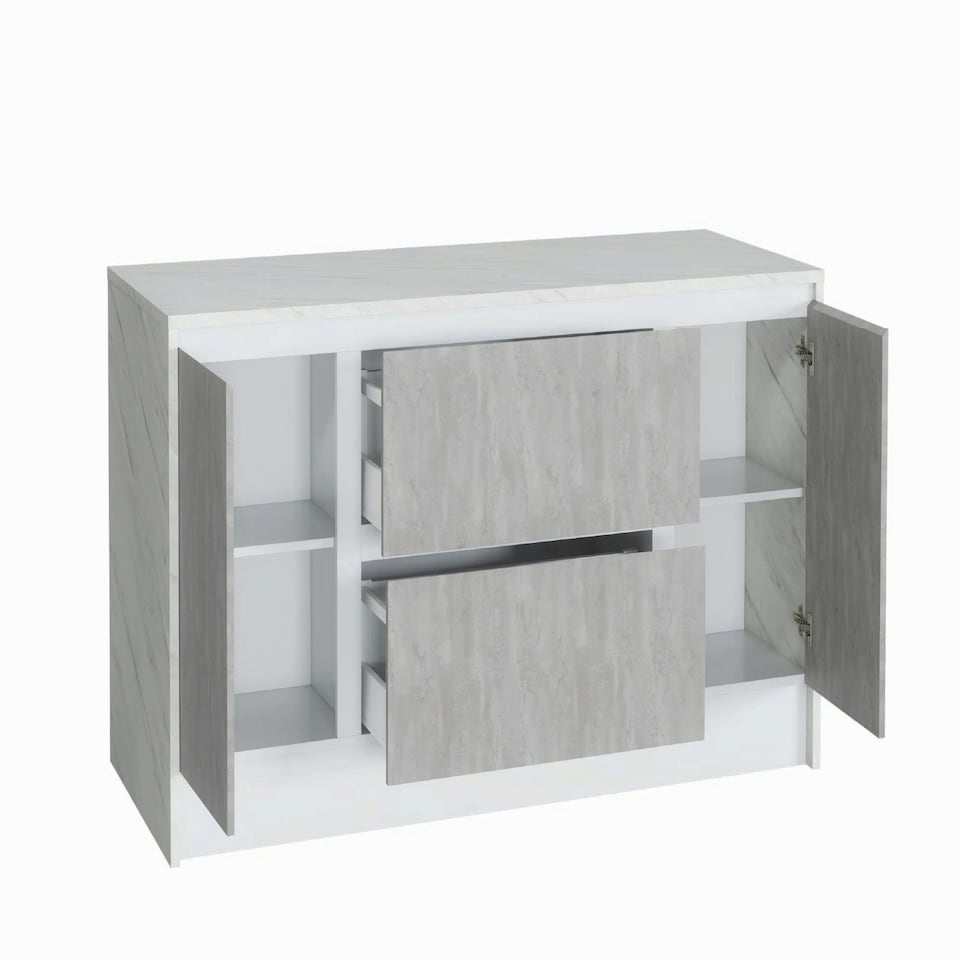 image 1 of Furneo Kitchen Island 06 Grey Stone & White Marble effect N/A