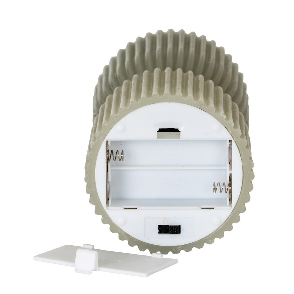 image 1 of Luxe Collection Natural Glow 2.75x6 Carved LED Candle - Plastic - L7 x W7 x H14 cm - Grey