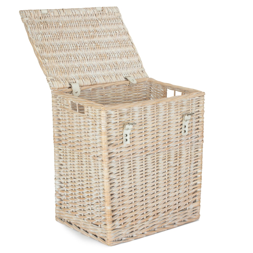 image 1 of Wicker Small White Wash Vintner Storage Picnic Basket Brown | Brown | One Size