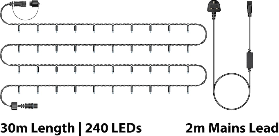 image 1 of Led String Lights Black Rubber RGBY Flash  30M