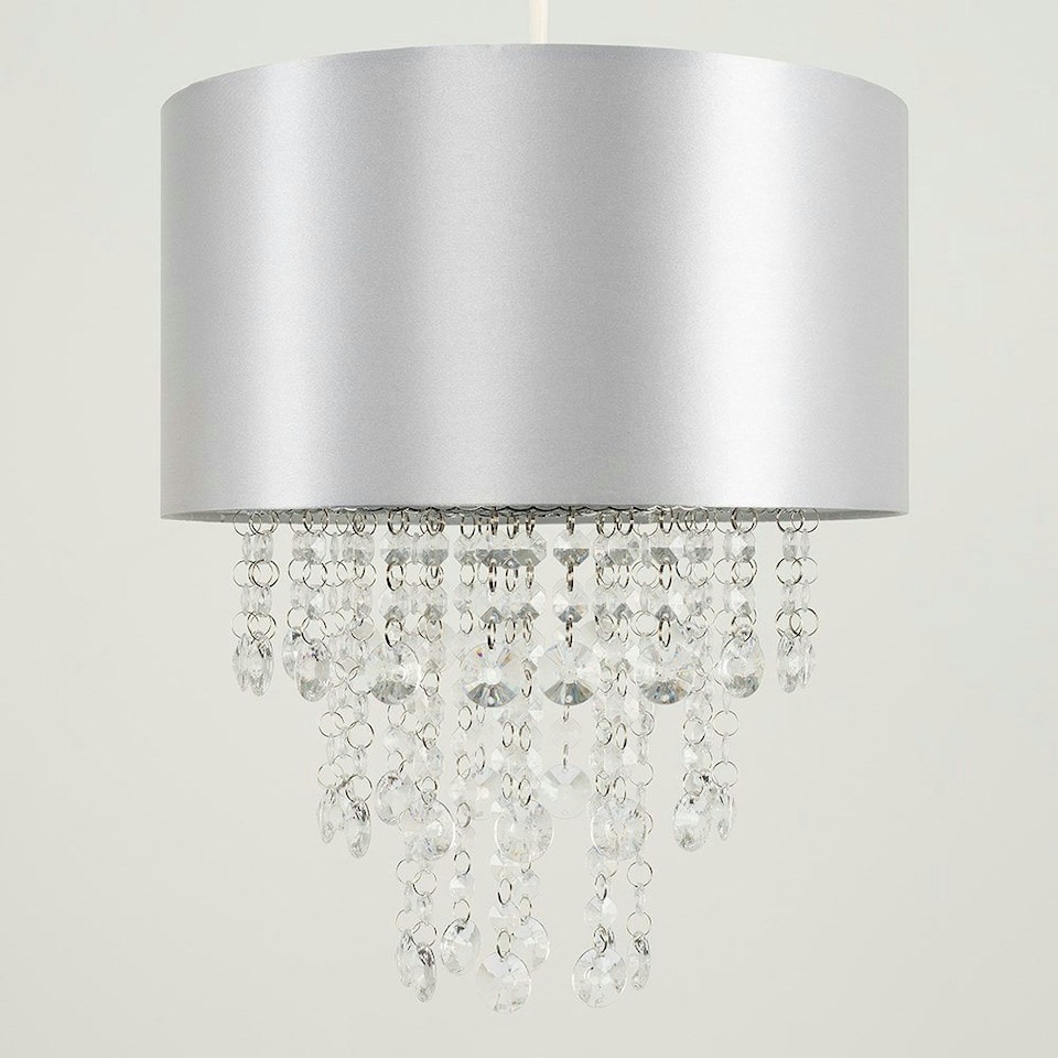 image 1 of ValueLights Pair Of Acrylic Jewel Effect Droplet Grey Ceiling Pendant Light Shades