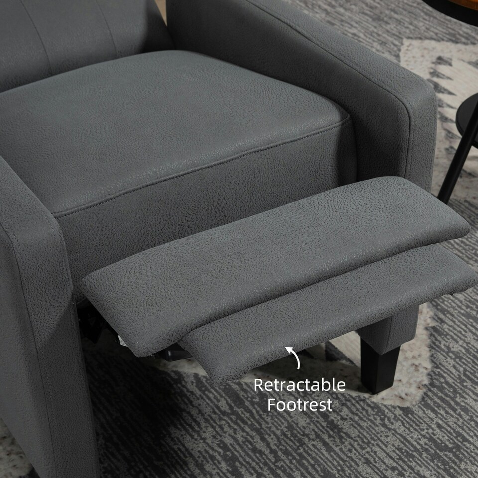image 1 of HOMCOM Button Tufted Microfibre Cloth Recliner Armchair for Living Room, Grey