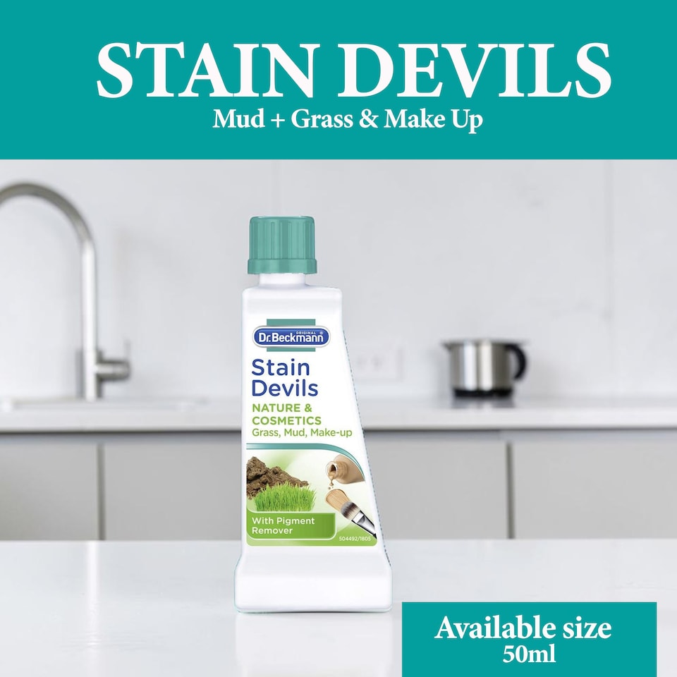 image 1 of Dr Beckmann Stain Devils Cosmetics and Nature Remover 50ml Makeup Lipstick Grass Mud Soil Pollen Stain Cleaner