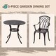 image 3 of Outsunny 5 Pieces Garden Dining Set for 4, Cast Aluminium Outdoor Dining Set with 4 Armchairs and Round Dining Table with Parasol Hole, Garden Furniture Set, Brown