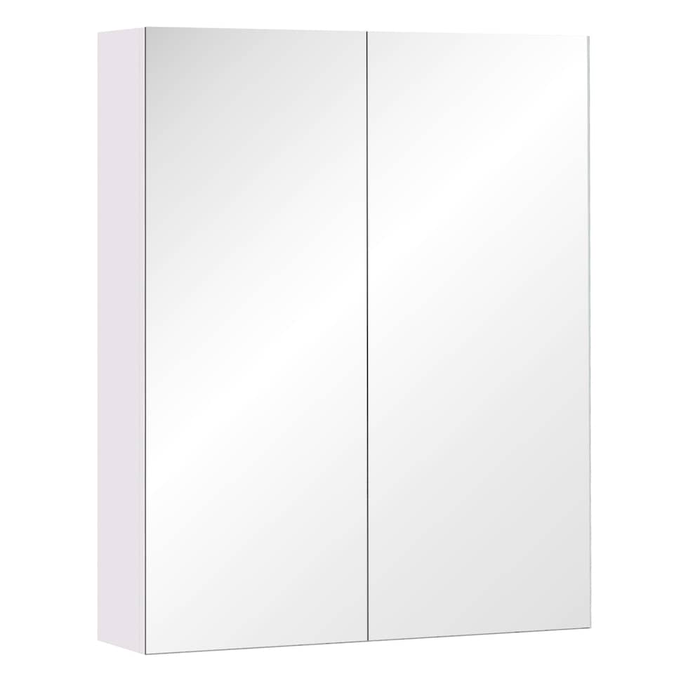 image 1 of HOMCOM Mirror Cabinet, Wall Mount Bathroom Storage Cabinet with Adjustable Shelf, Double Door Cupboard, 60 x 15 x 75 cm, White