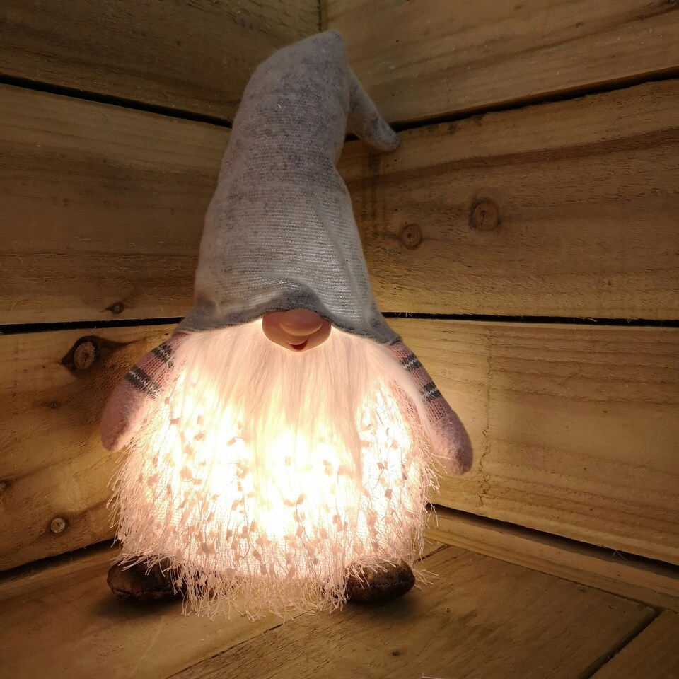 image 1 of 30cm Christmas Male Gonk with LED Light - Grey Hat