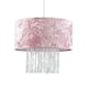 image 1 of ValueLights Pink Velvet Cylinder Ceiling Pendant Light Shade With Clear Acrylic Droplets