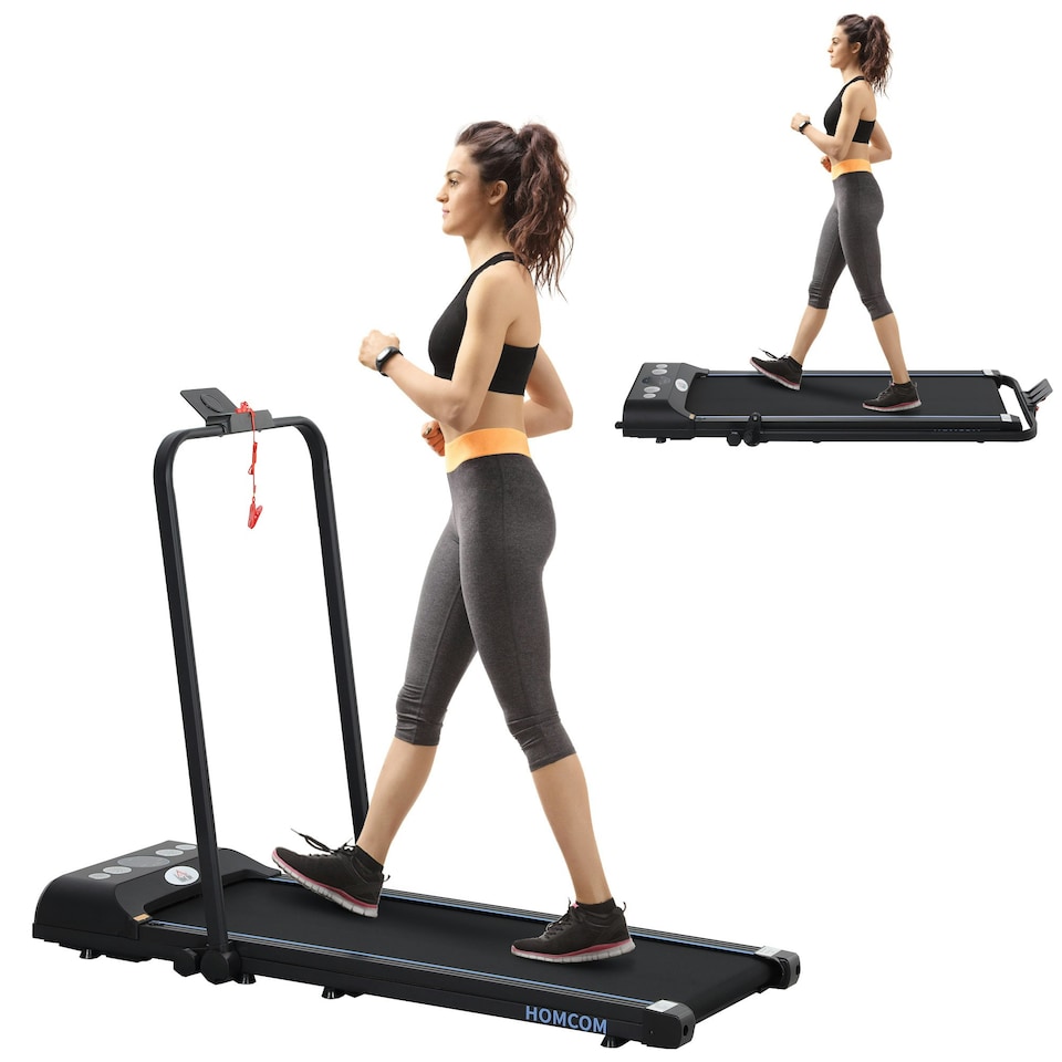 image 1 of HOMCOM Foldable Walking Treadmill w/ LED Display, Blue