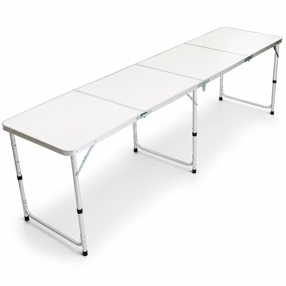 image 1 of 8ft Folding Outdoor Camping Kitchen Extending Work Top Table | White