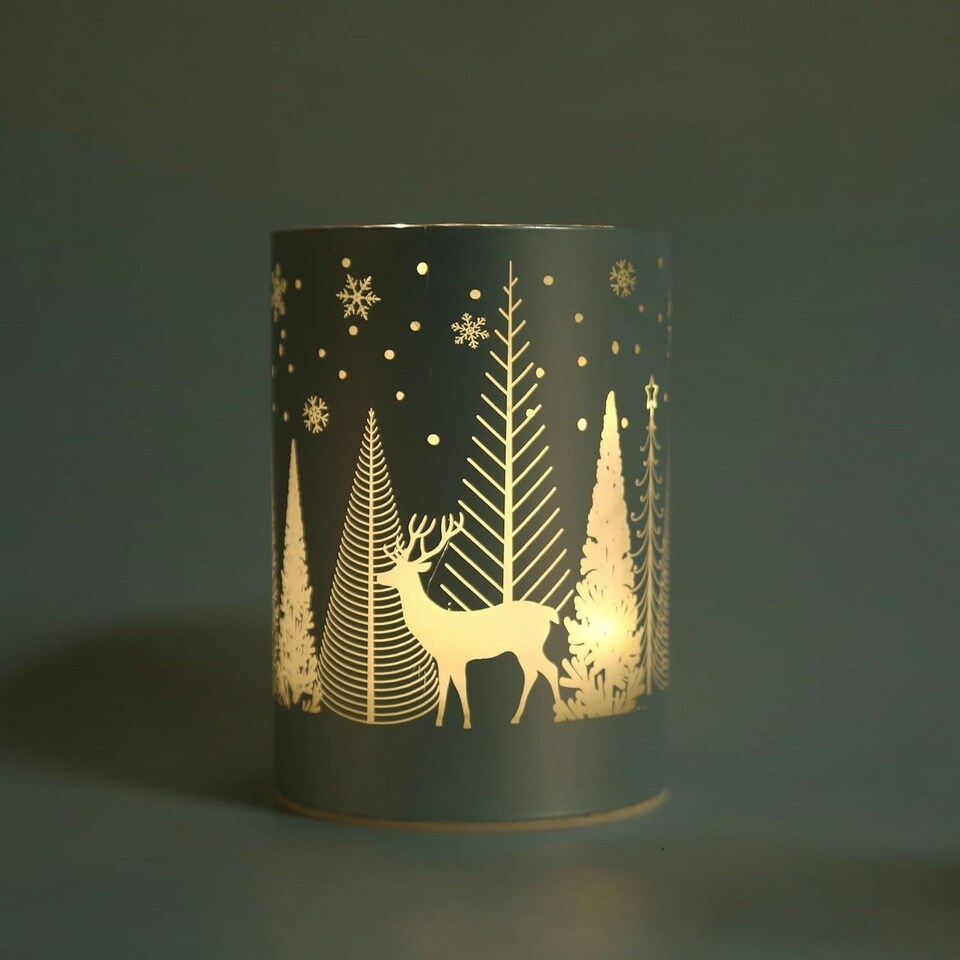 image 1 of 17cm Christmas Decorated Vase Led Silver Glass Vase / Forest