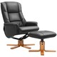 image 1 of HOMCOM Recliner Armchair with Wood Base, Upholstered Reclining Chair, Black | Black