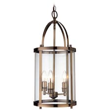 Imperial 3 Light Round Ceiling Pendant Lantern Antique Brass, E14