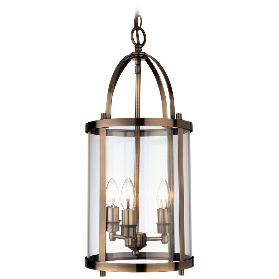 Imperial 3 Light Round Ceiling Pendant Lantern Antique Brass, E14