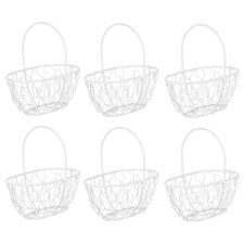 Oblong Basket Wire Mesh - 10x9.5x6.5cm | White | White & Set of 6 | 6