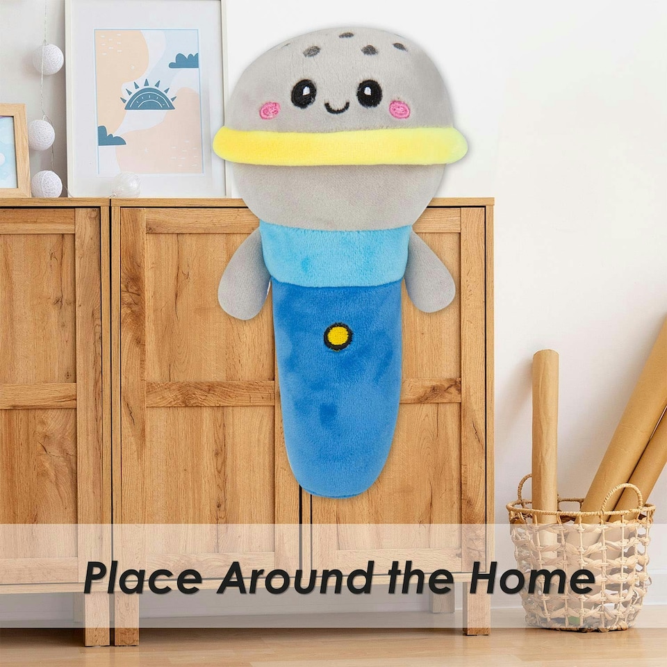 image 1 of Microphone Soft Toy Cute Plushie Huggable Cuddly Stuffed Toy 16cm Blue