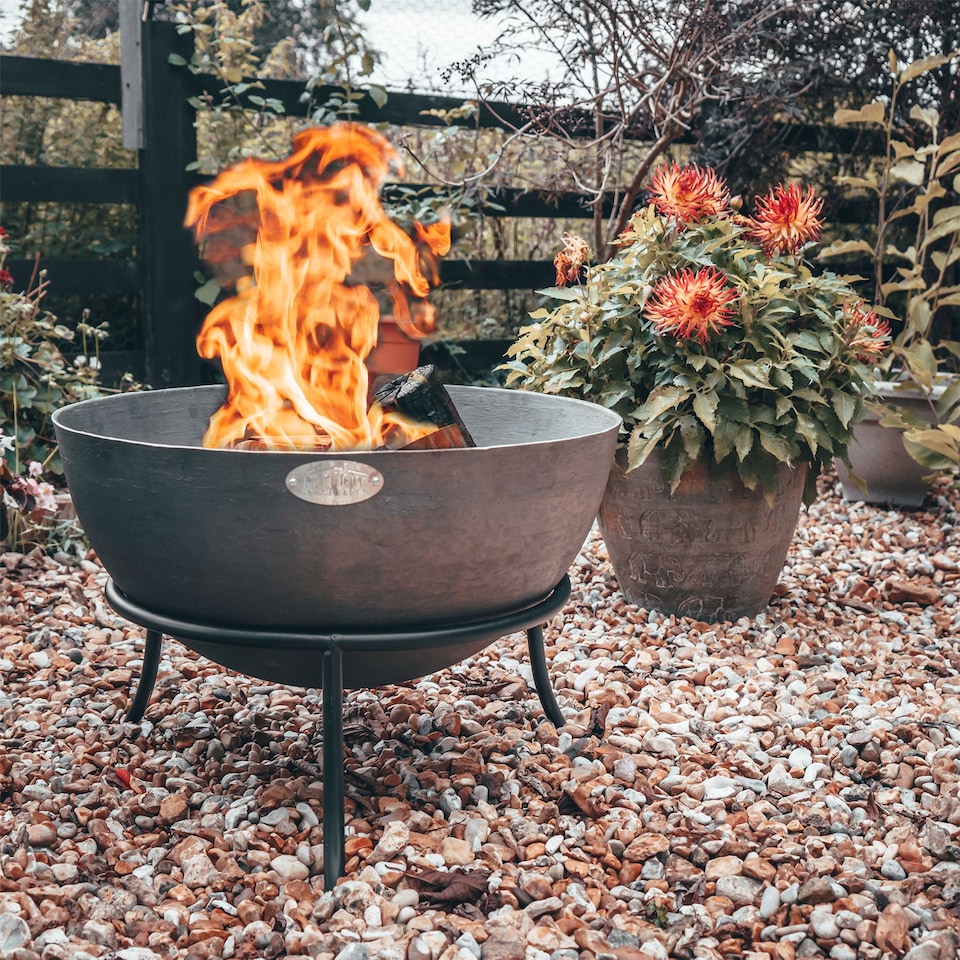image 1 of Harbour Housewares 60cm Steel Fire Pit - Outdoor Garden Patio Fire Bowl Brazier Heater Stove for Wood Log Charcoal Burning