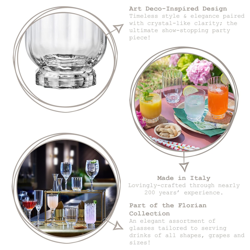 image 1 of Bormioli Rocco Florian Double Whisky Glasses - 375ml - Clear - Pack of 6 | Clear | Clear