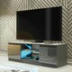 image 4 of TV Unit 120cm Grey Gloss Doors Grey Matt Body Glass Shelf Free LED | Grey | One Size | 1