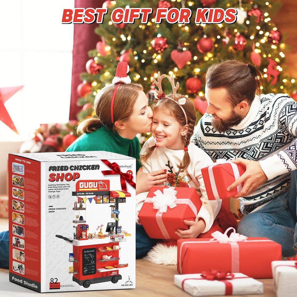 image 1 of Kids Play Kitchen Fried Chicken Shop (Red)