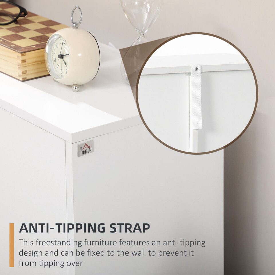 image 1 of HOMCOM Bathroom Floor Cabinet, Freestanding Storage Unit with 4 Drawers and Door Cupboard for Living Room, Kitchen, Bedroom, White