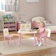 image 2 of AIYAPLAY 3-Piece Kids Table and Chair Sets, Kids Table with 2 Chairs Set Furniture with Star Pattern for Boys and Girls, Bedroom, Nursery, Playroom, Pink | Pink