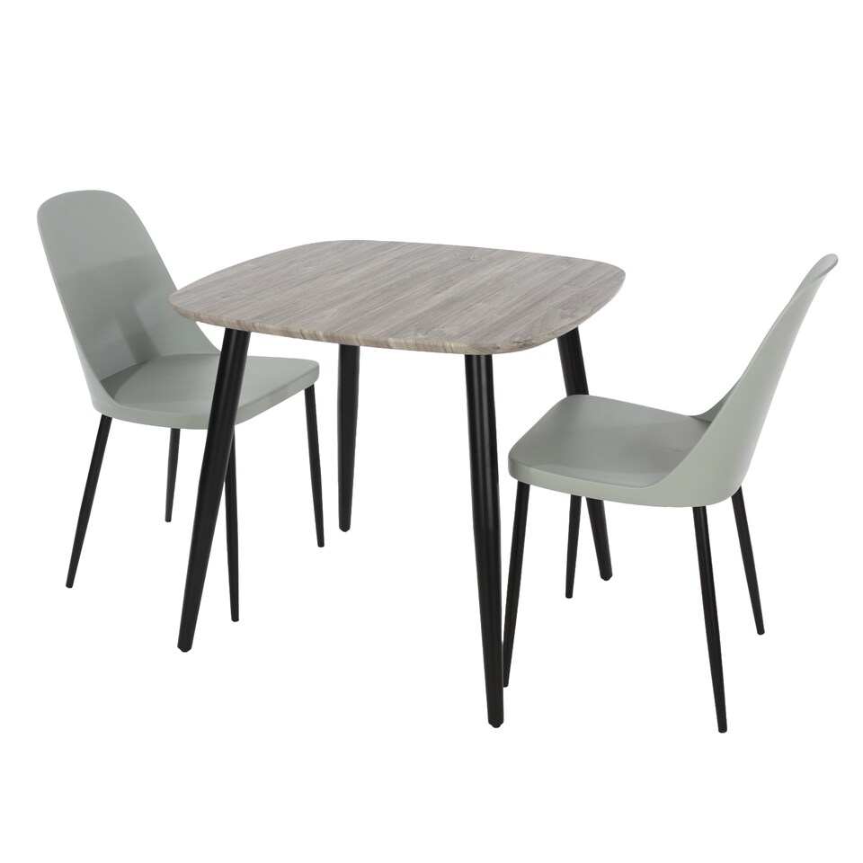 image 1 of Aspen Grey Oak Effect 80cm Square Dining Table with 2 Moulded Duo Design Chairs - Compact Kitchen and Dining Set | Grey | Grey Oak Effect | One Size | 1
