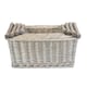 image 3 of Set of 4 Antique Wash Wooden Handled Wicker Storage Basket | Grey | Grey | Not provided