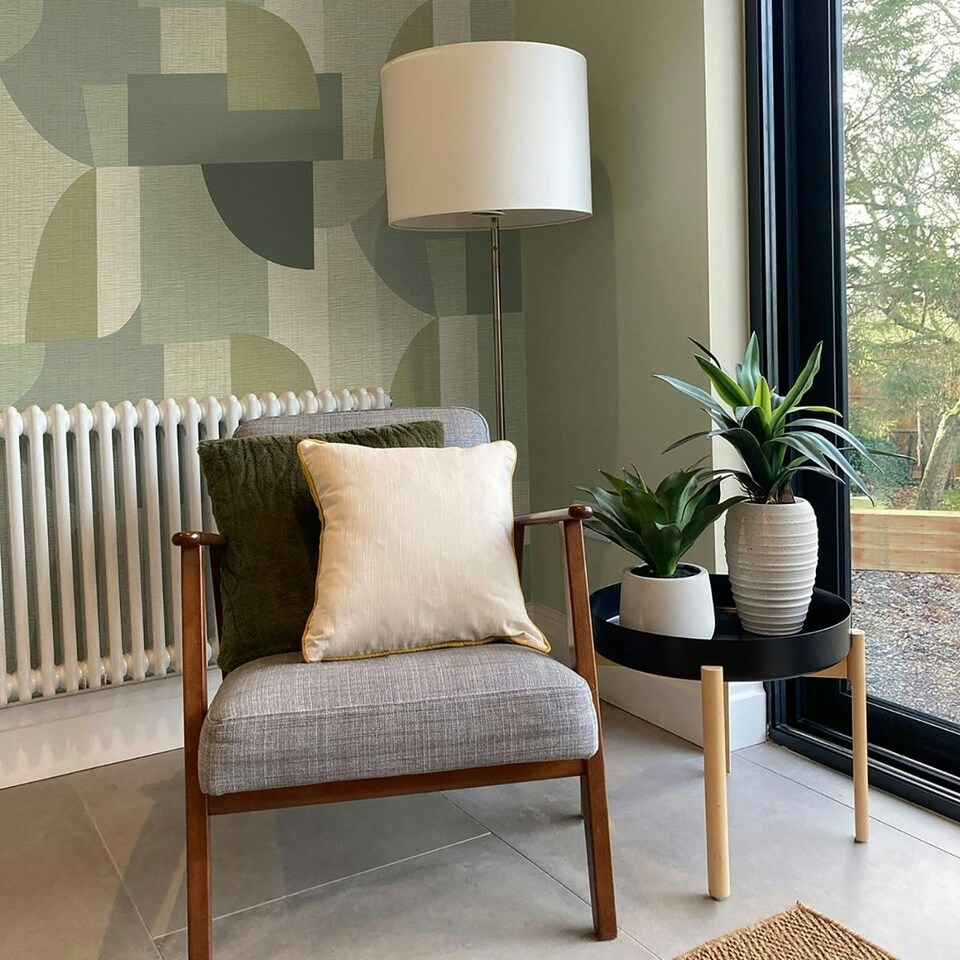 image 1 of Belgravia Ceruti Geometric Wallpaper - Green - 10m x 53cm Green