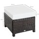 image 7 of Outsunny Rattan Footstool Wicker Ottoman w/ Padded Seat for Backyard Garden