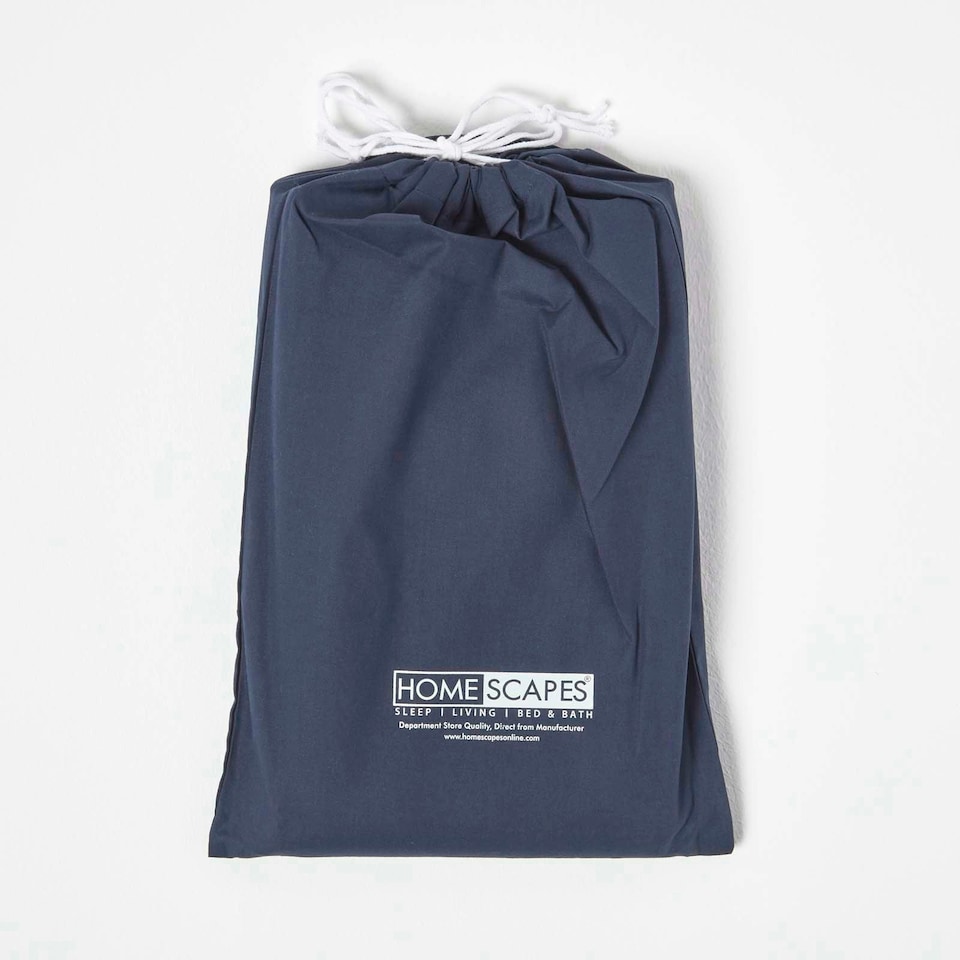 image 1 of Homescapes Navy Cotton Fitted Cot Sheets 200 Thread Count, 2 Pack Blue | One Size