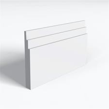 Pack of 20 (Total 20 Units) - MR MDF Primed Chamfered 3 Square Grooves Skirting Board - 25mm (T) x 144mm (H) x 3050mm (L)