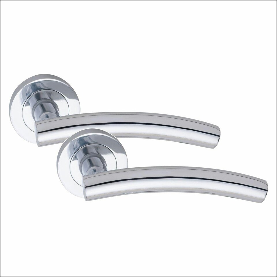 image 1 of Golden Grace 1 Pair Arched T-Bar Classic Door Handles in Polished Chrome Finish with Spindle and Fixings | Chrome | 1 Pair