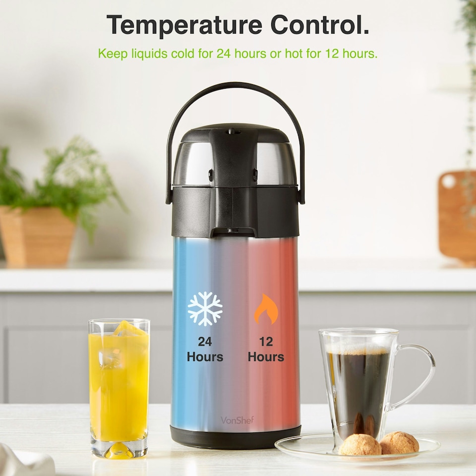 image 1 of VonShef 3L Airpot Hot Water Dispenser with Double-Wall Insulation