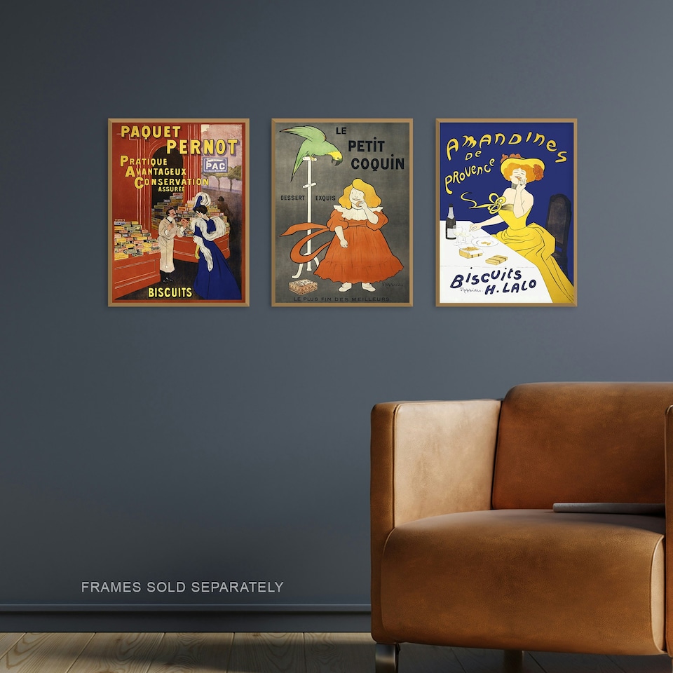 image 1 of Set of 3 Cappiello French Vintage Adverts Bold Retro A4 Wall Art Prints | Multi