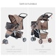image 3 of PawHut Pet Stroller Pushchair Carrier for Cat Puppy with 3 Wheels Brown