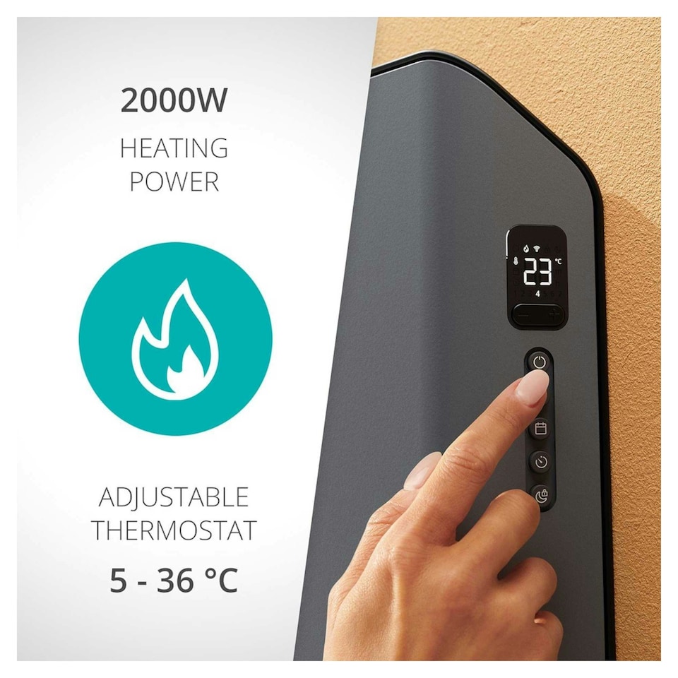 image 1 of Edge 1000 Smart Convector Heater in Grey - DXCH20UK
