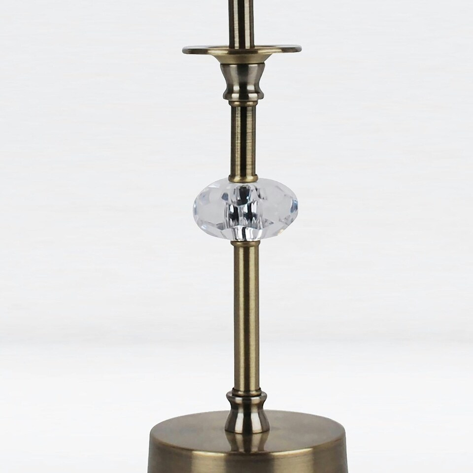 image 1 of Antique Brass Table Lamp with Facet Detail and Ochre Shade Bronze | Red