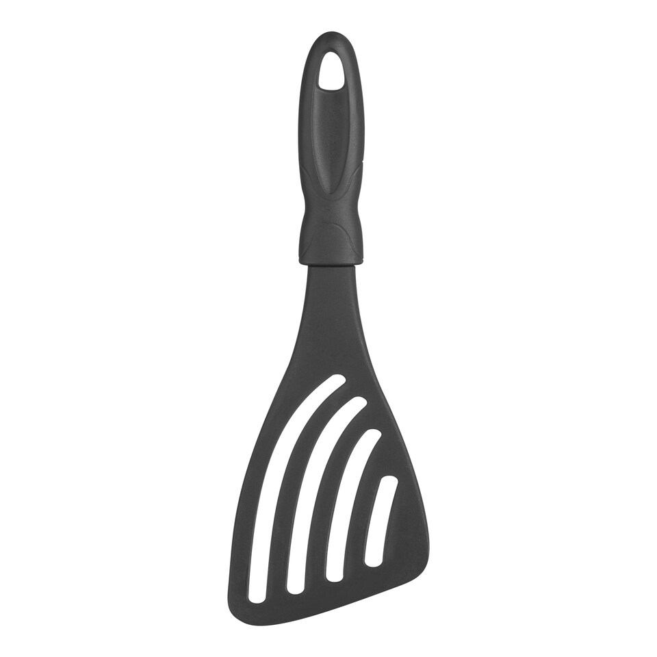 Interiors By Premier Black Slotted Turner With Grey Handle,Heat-Resistant Kitchen Utensil,Grease Draining Spatula for Cooking