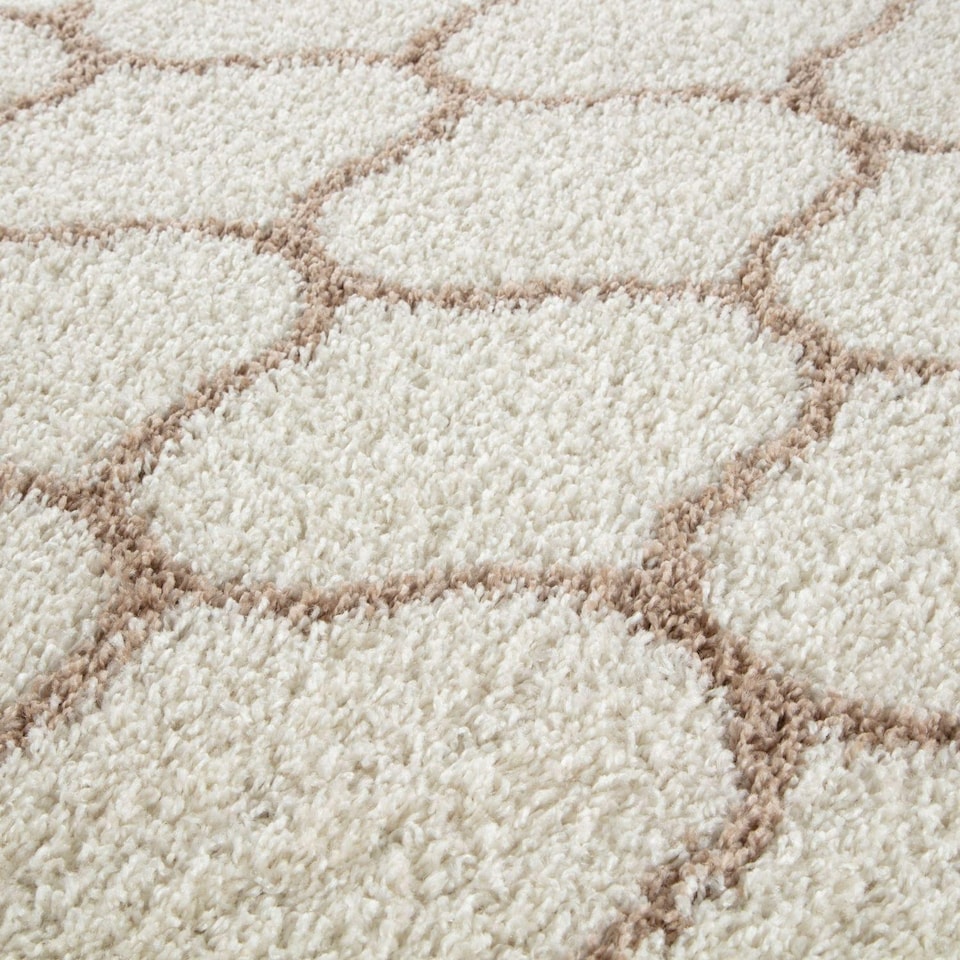 image 1 of The Rugs Moroccan Collection Soft High Pile Shaggy Trellis Floor Rugs and Runners Living Room