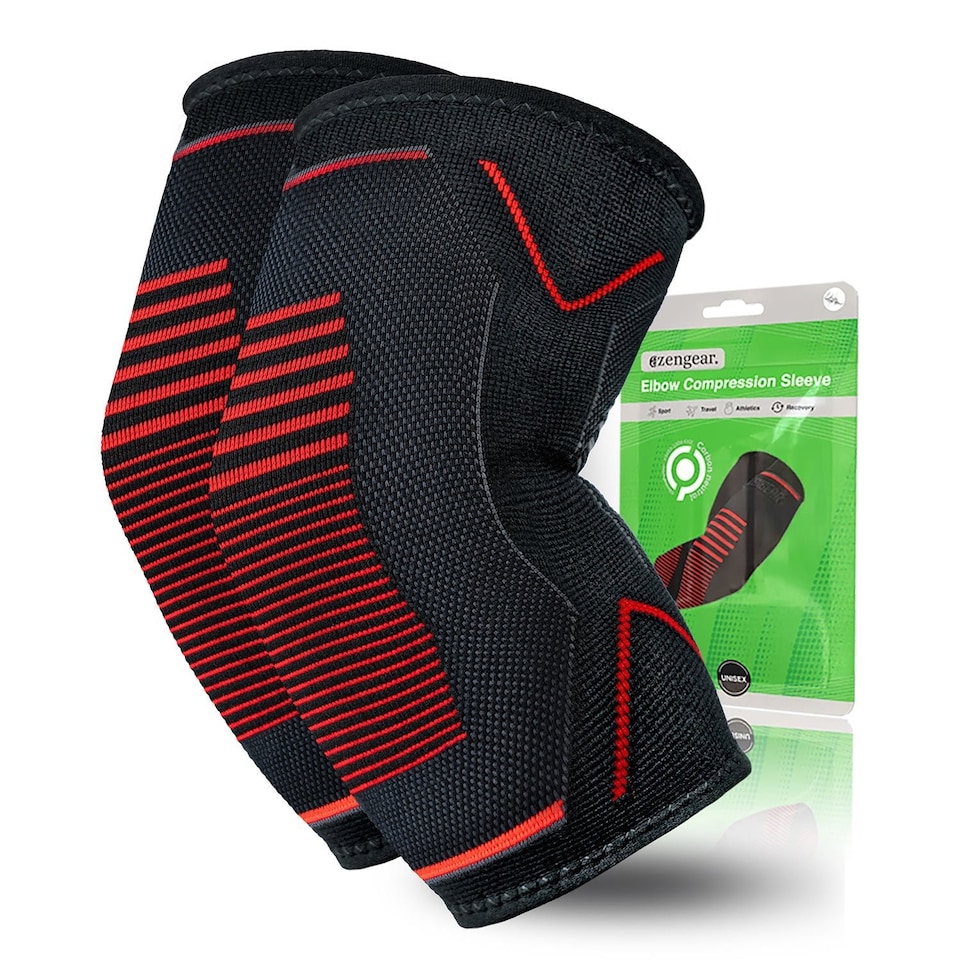 image 1 of aZengear Elbow Support Brace (2 Pack) for Men and Women, Tennis and Golfers Elbow Compression Sleeves
