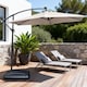 image 2 of Direct Wicker Cantilever Garden Parasol Outdoor Umbrella Sunshade with Crank Handle, Light Beige | Cream