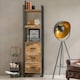 image 3 of Herica Industrial Mintis Narrow Bookcase with 3 Drawers Brown