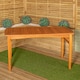 image 3 of Outdoor 4 Person Rectangular Wooden Garden Table, 2 Benches Furniture Set