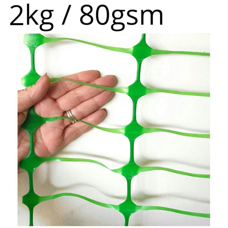 image 1 of True Products Green Plastic Safety Barrier Mesh Fence Netting Standard Grade 80gsm 1m x 25m Green