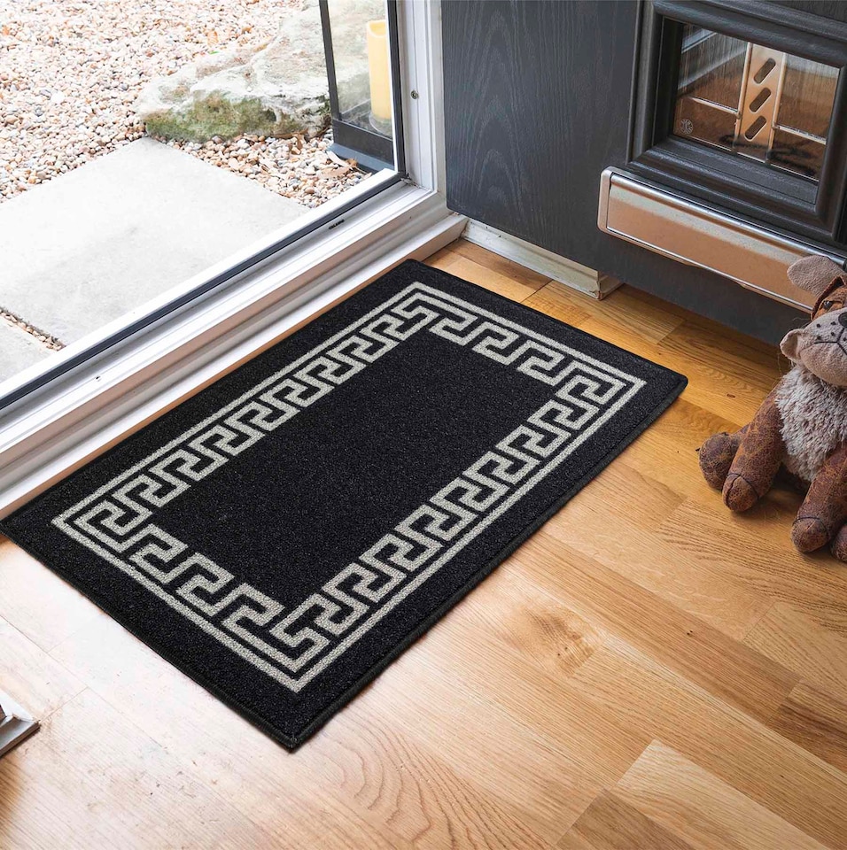 image 1 of Machine Washable Greek Key Design Anti Slip Doormats -