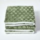 image 2 of Homescapes Sage Green Geometric Triangle Velvet Throw - 130 x 160 cm | Green