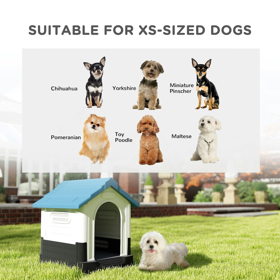 image 1 of PawHut Dog Kennel for Outside Plastic Dog House for XS Dogs, 64.5 x 57 x 66cm
