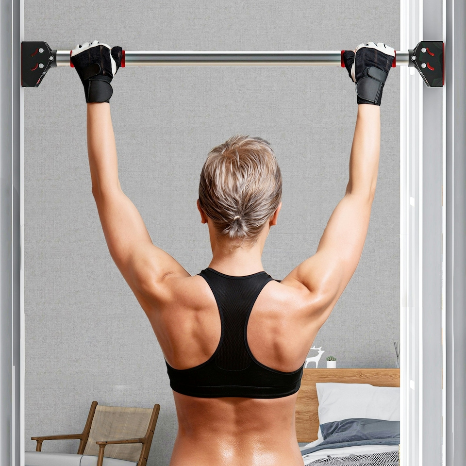 image 1 of SPORTNOW Pull Up Bar Doorway, 75-92cm Length Adjustable, Max Load 200kg