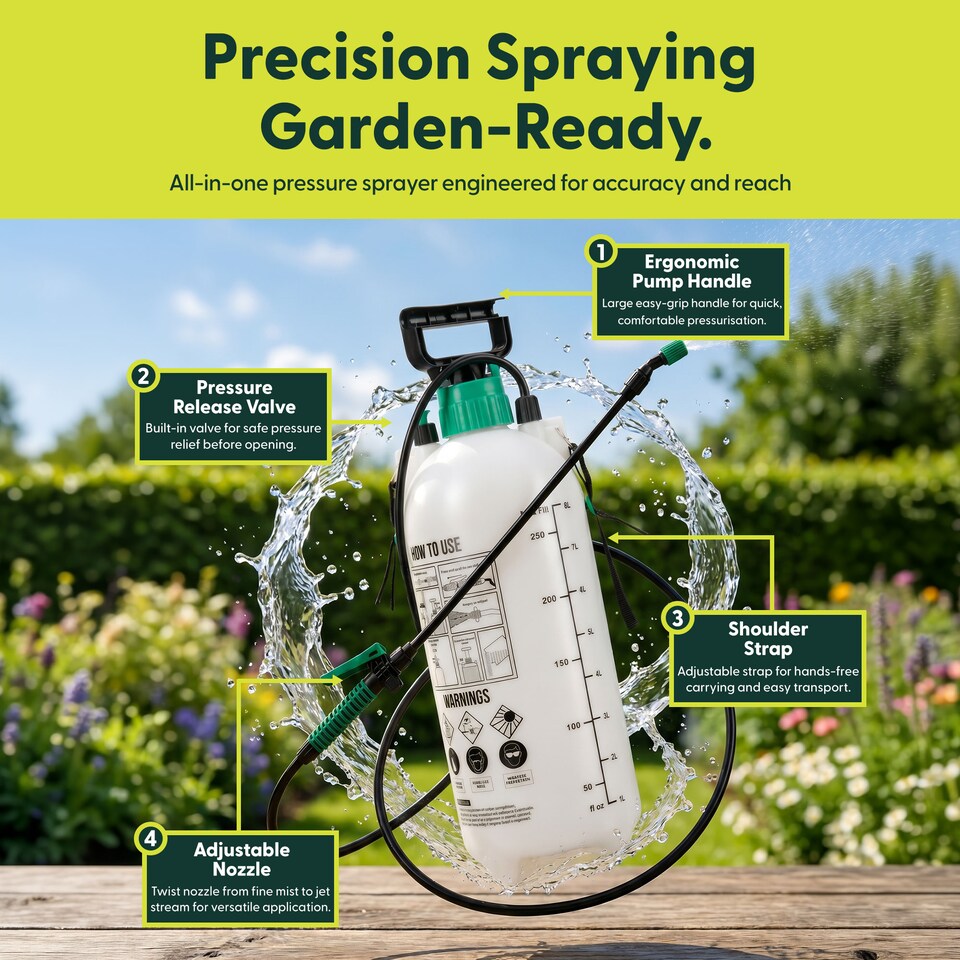 image 1 of Keplin Pump Action Garden Pressure Sprayer with Long Lance Spray and Mist Nozzle